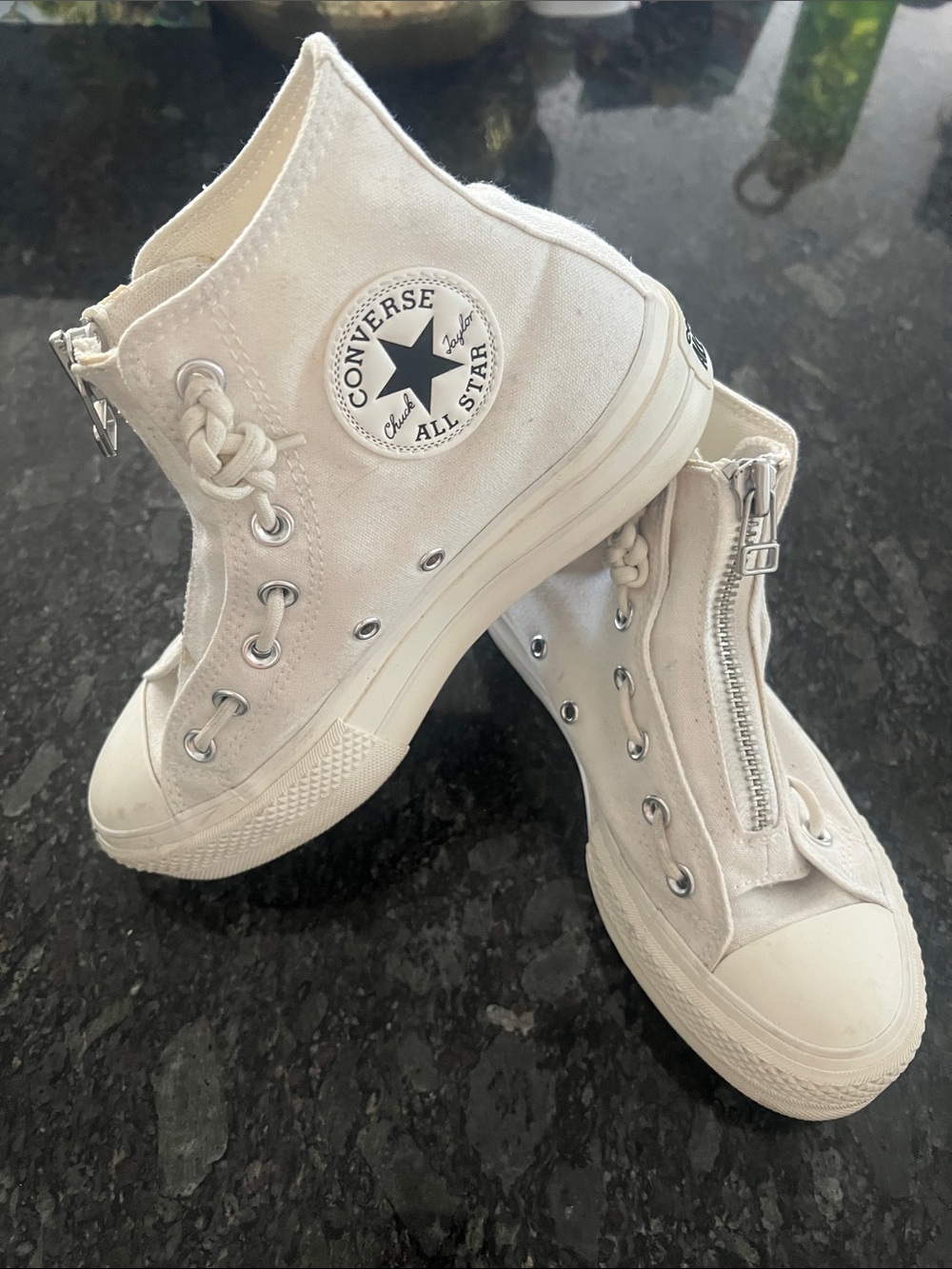 Converse Kids White High-Top Sneakers with Front Zipper